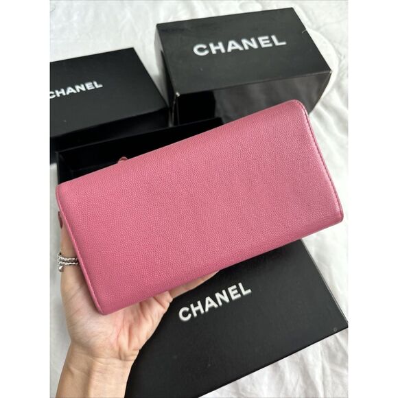 CHANEL Pink Caviar Leather Flap Wallet W/box - Picture 6 of 16